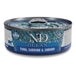 Umido N&D Ocean Tonno, Sardine e Gamberetti gatto